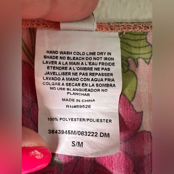 Trina Turk Vibrant Pink and Orange Floral Blouse - Picture 3 of 5